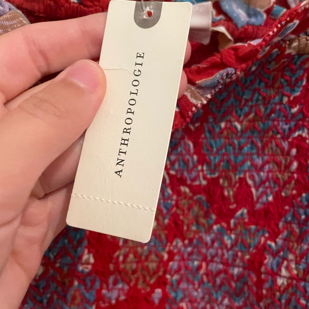 Anthropologie Love the Label Smocked Ruffle Cropped Top - Picture 6 of 7